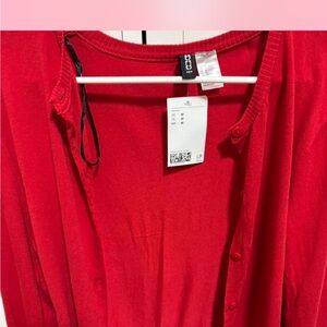 H and M red cardigan